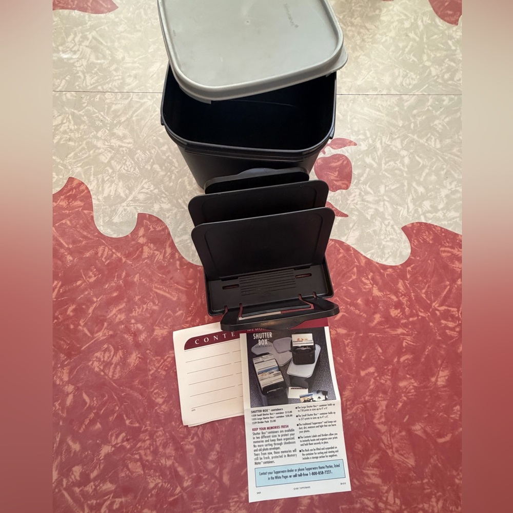Vintage NWT Tupperware Shutter Box Black Photograph Storage Container